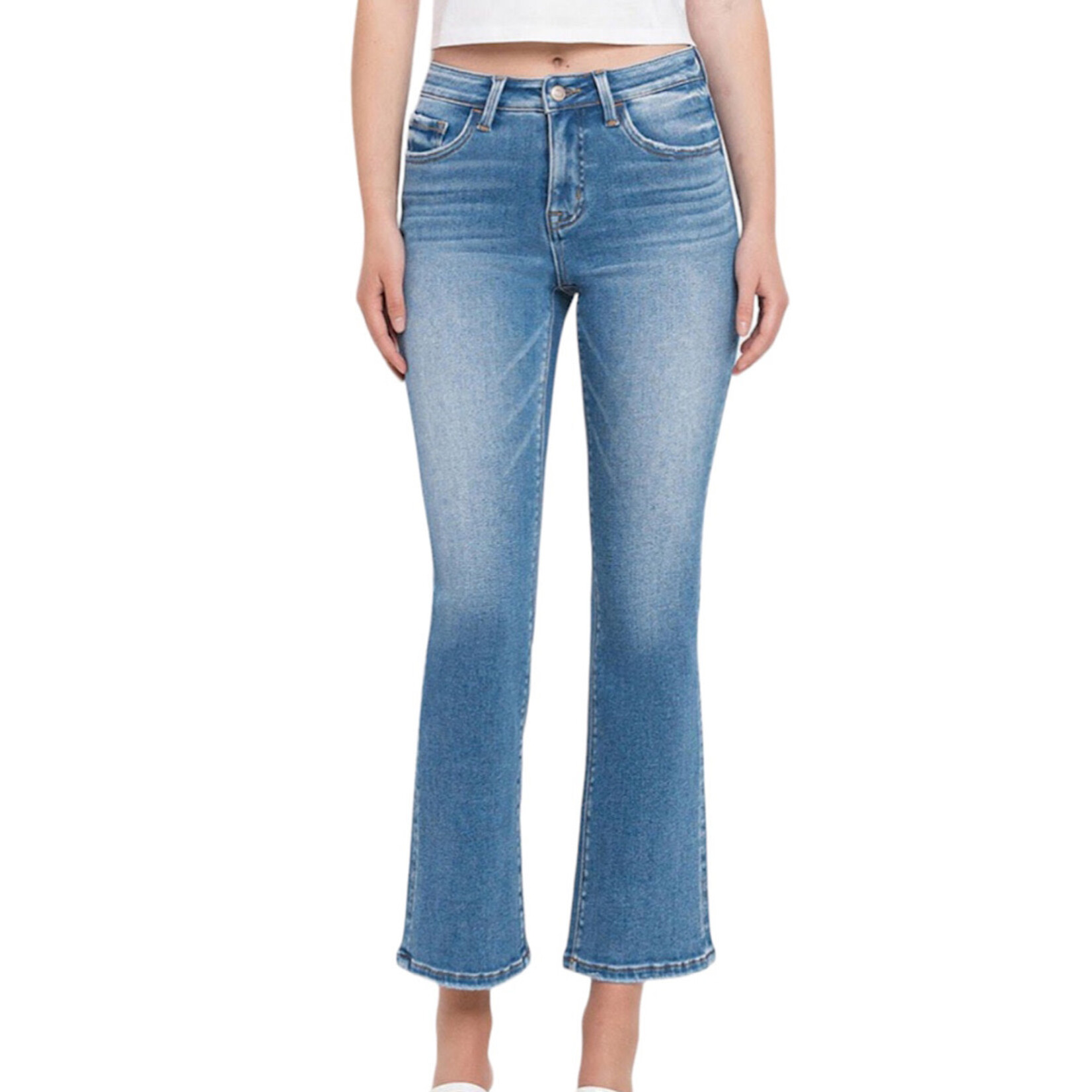 LV1357-P Plus Nile Blue Mid Rise Crop Flare