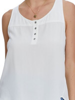 Off White Scoop Neck Flowy Tank With 3/4 Metal Buttons