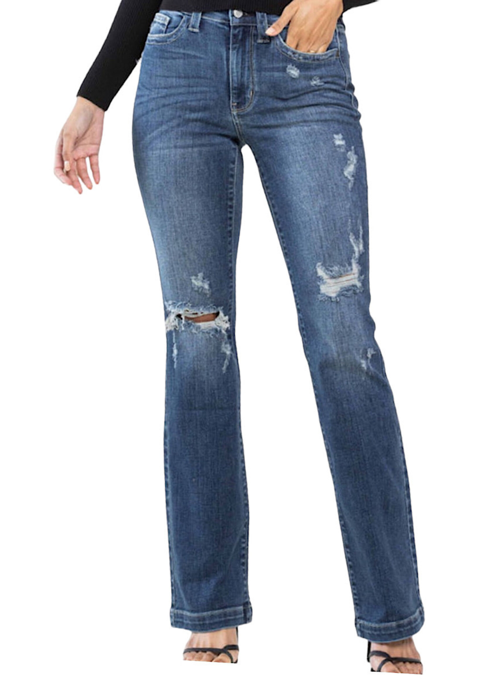 Judy Blue JB82541 Mid Rise Hand Sand & Destroy Bootcut