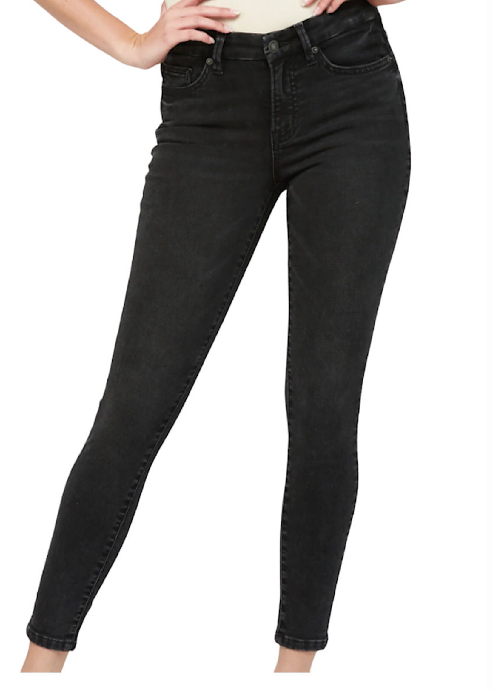 Mica Denim MICA MDP-S680BK Black Washed Super Soft Mid Rise Knit Denim Skinny