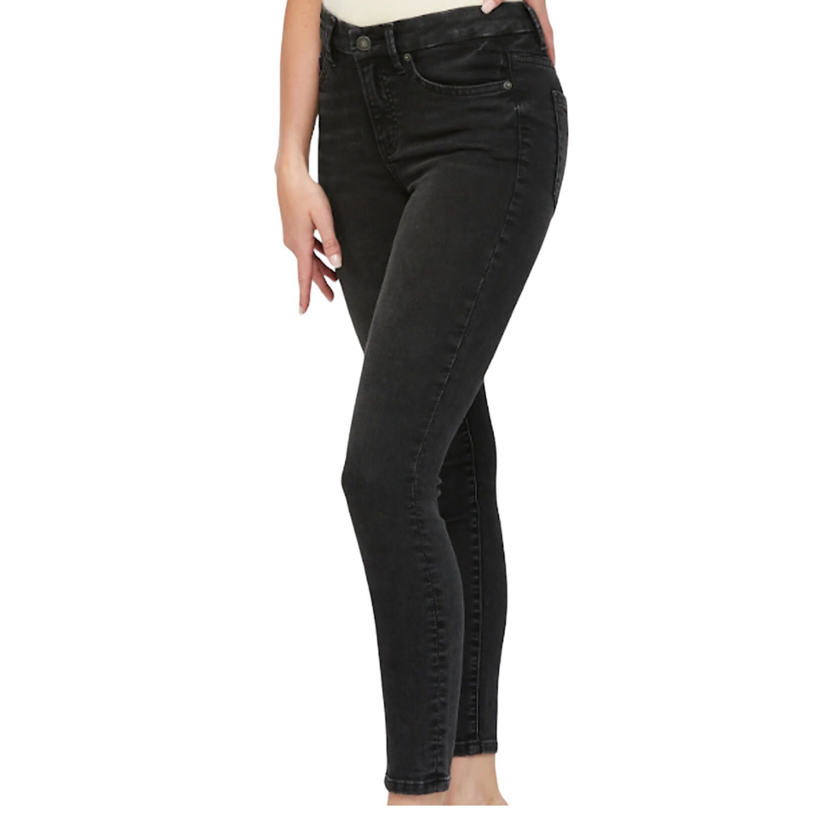 Mica Denim MICA MDP-S680BK Black Washed Super Soft Mid Rise Knit Denim Skinny