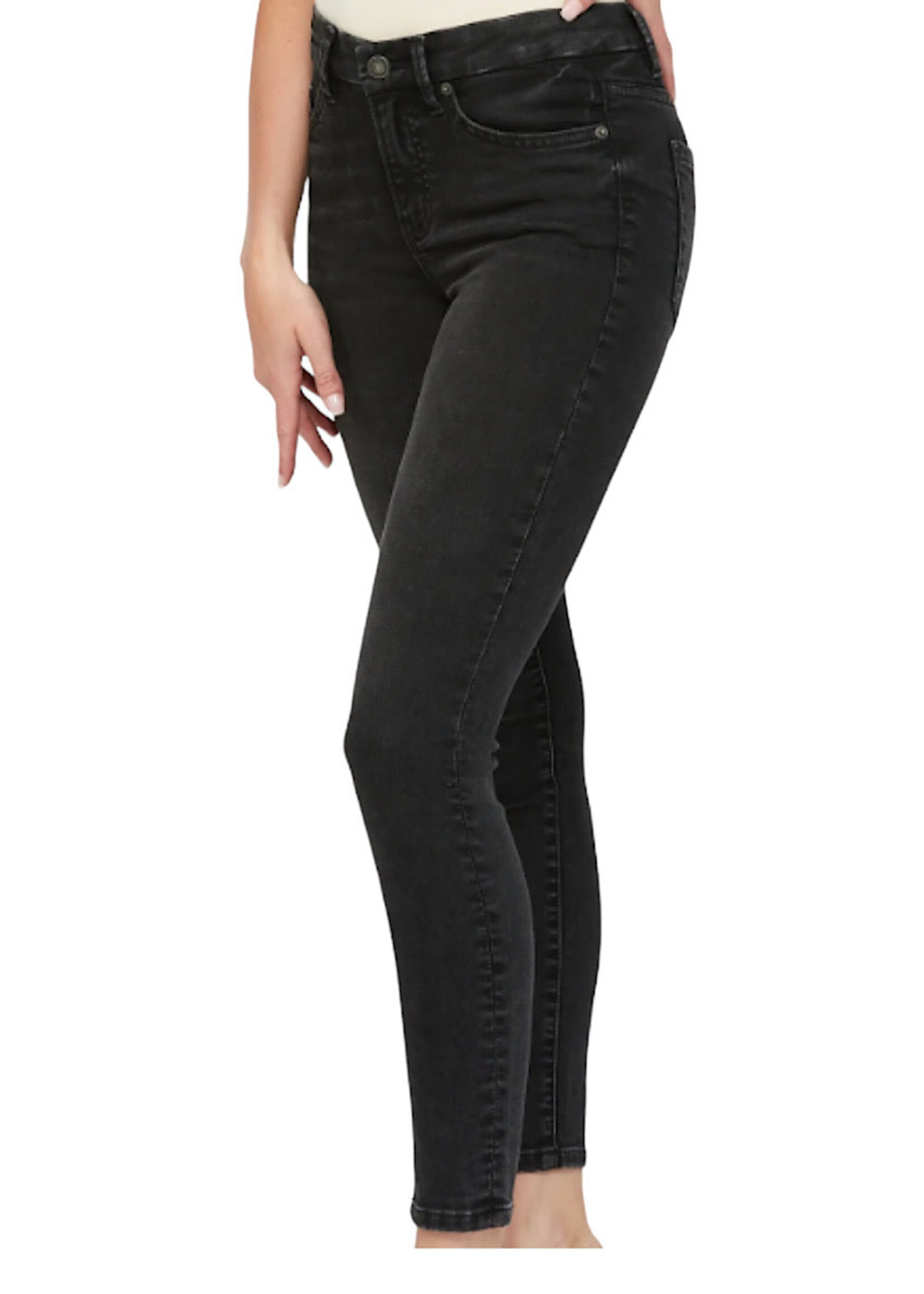Mica Denim MICA MDP-S680BK Black Washed Super Soft Mid Rise Knit Denim Skinny