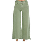 Risen RDP5506 Olive High Rise Tummy Control Crop Wide Leg Pants