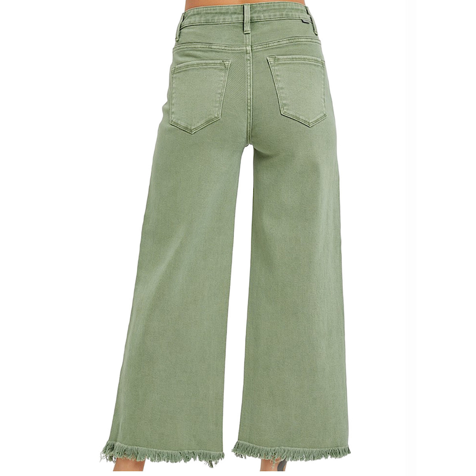 Risen RDP5506 Olive High Rise Tummy Control Crop Wide Leg Pants