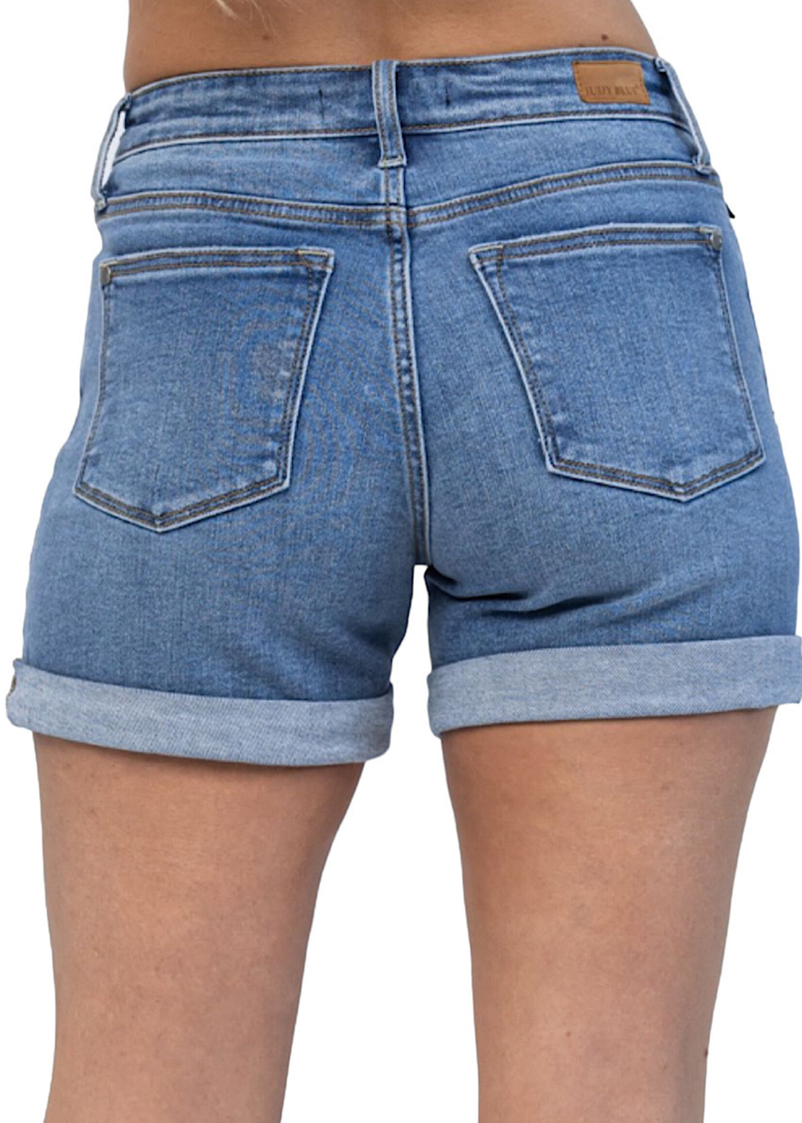 Judy Blue Plus JB15103PL Mid-Rise Cuffed Shorts
