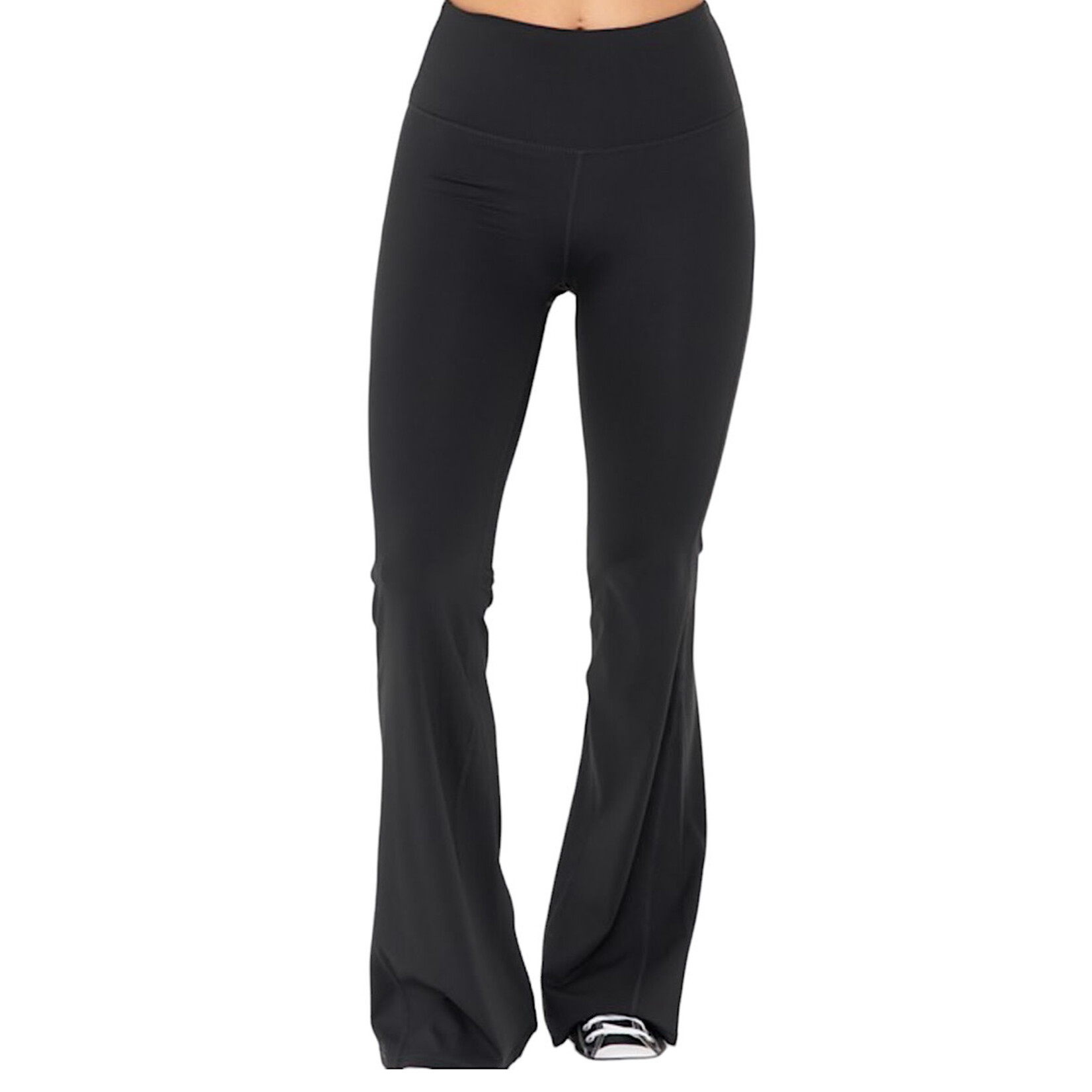 Black Lycra Blend High Waisted Flare Leggings