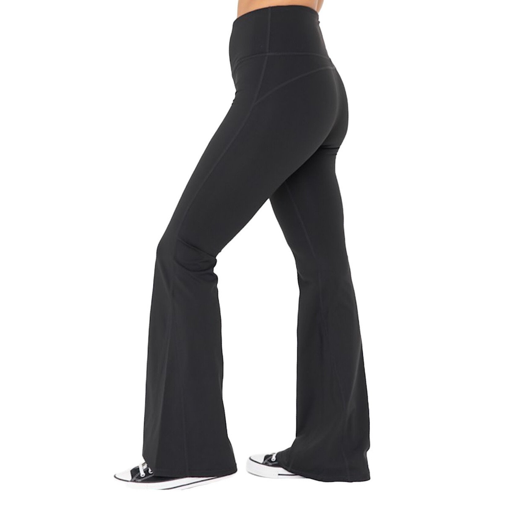Black Lycra Blend High Waisted Flare Leggings