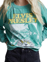Recycled Karma Sun Records X Elvis Long Sleeve Burnout Sweatshirt- Dill Weed