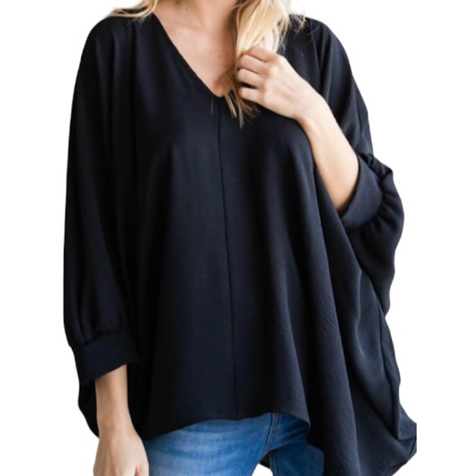 Solid V-Neck Oversized Top