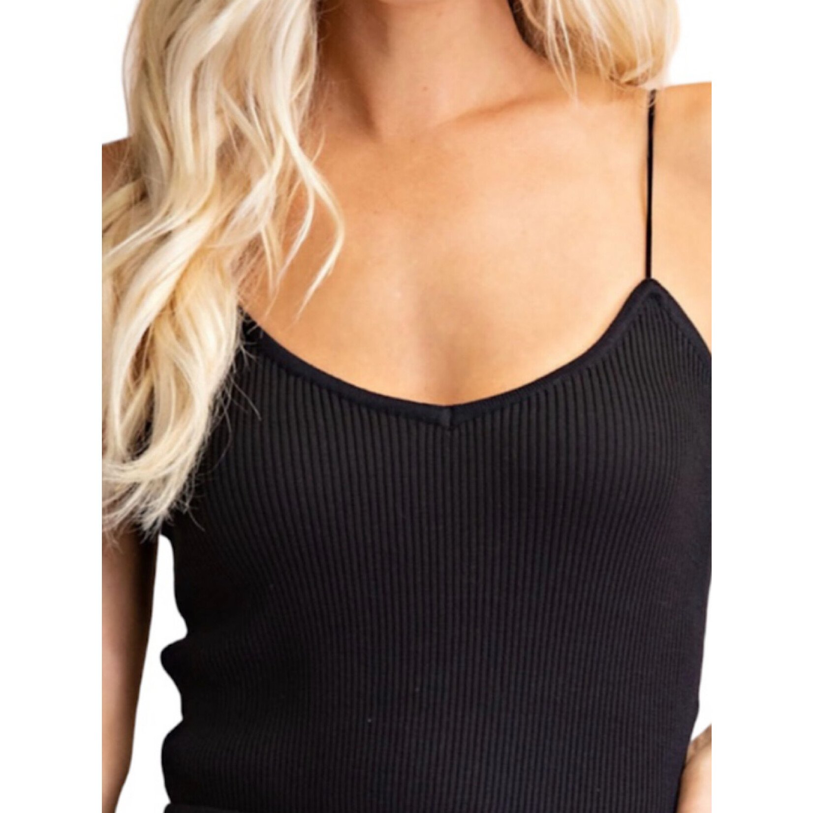 Black V-Neck Cami Knit Top