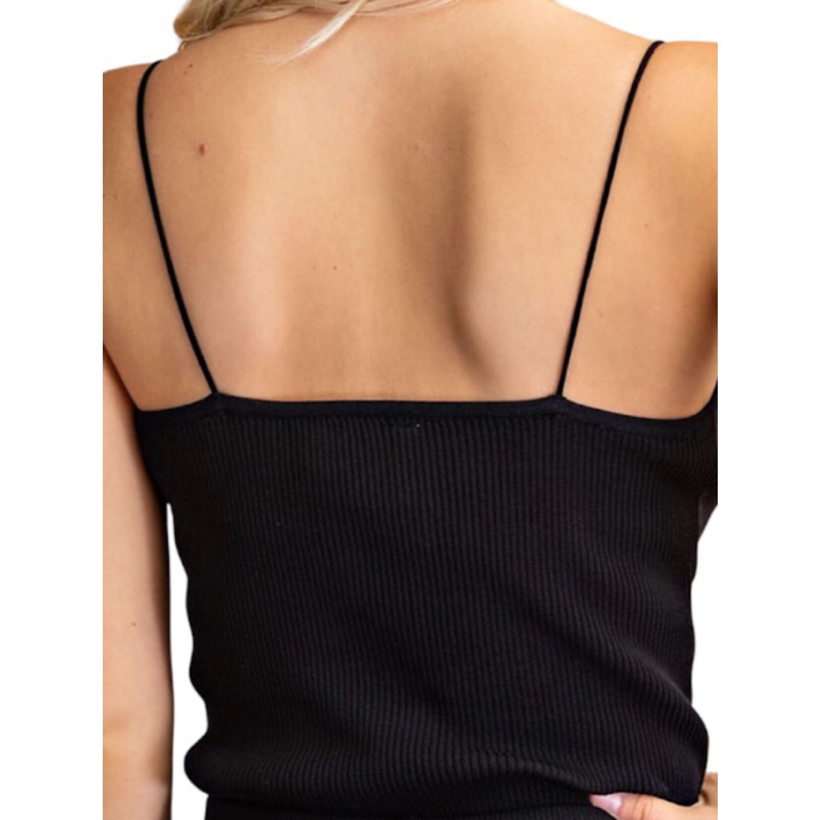 Black V-Neck Cami Knit Top
