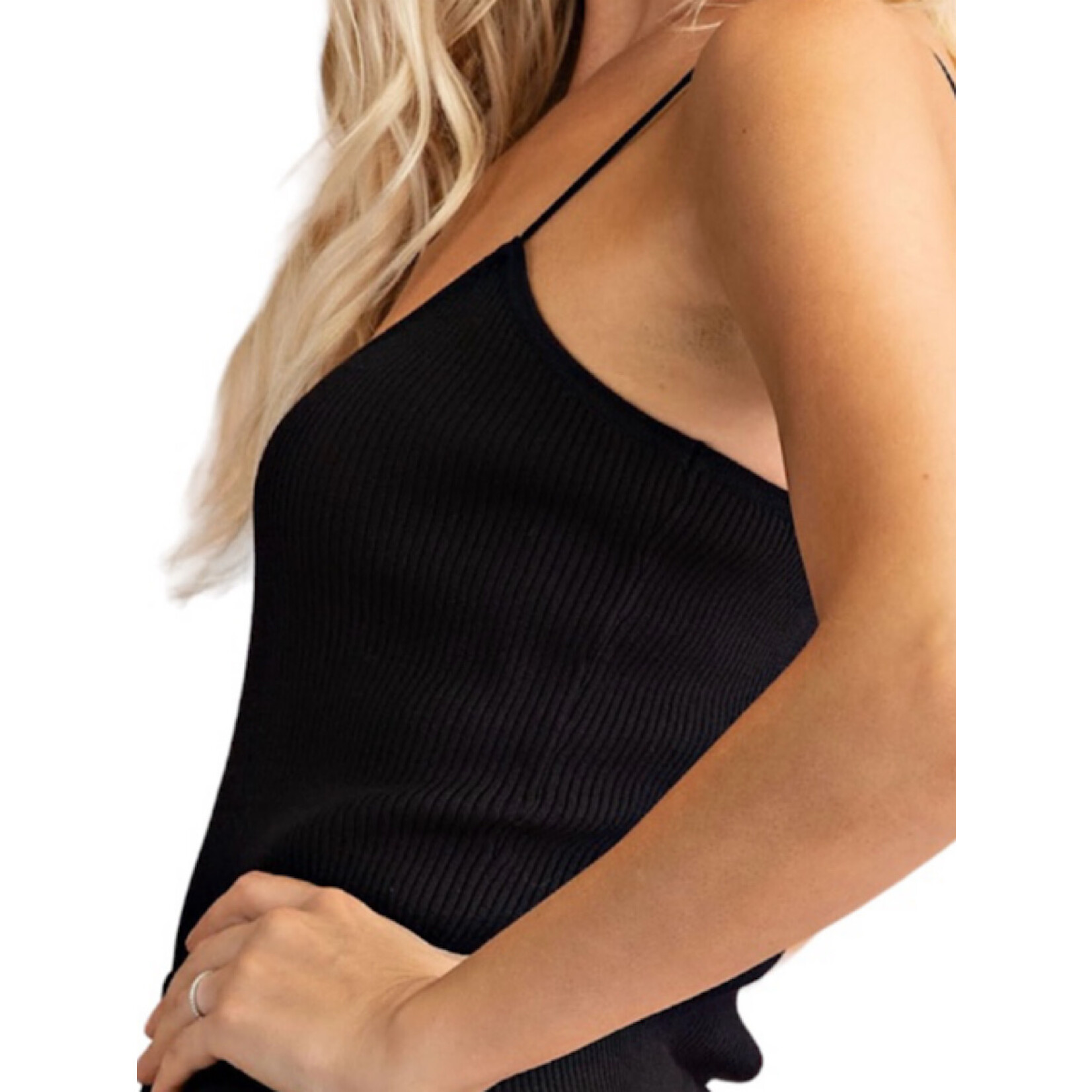 Black V-Neck Cami Knit Top