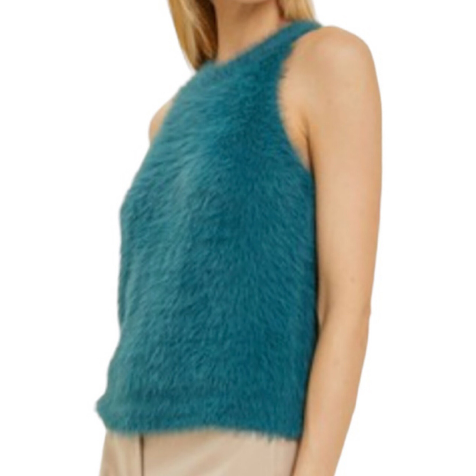 Peacock Fuzzy Sweater Tank