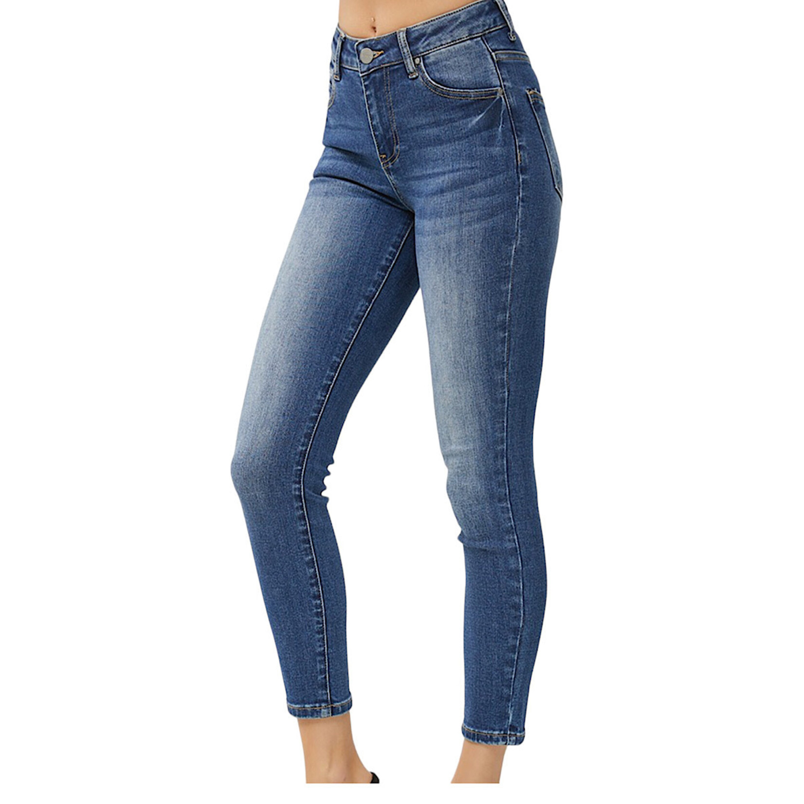 RISEN RDP5586 Dark High Rise Basic Ankle Skinny Jeans