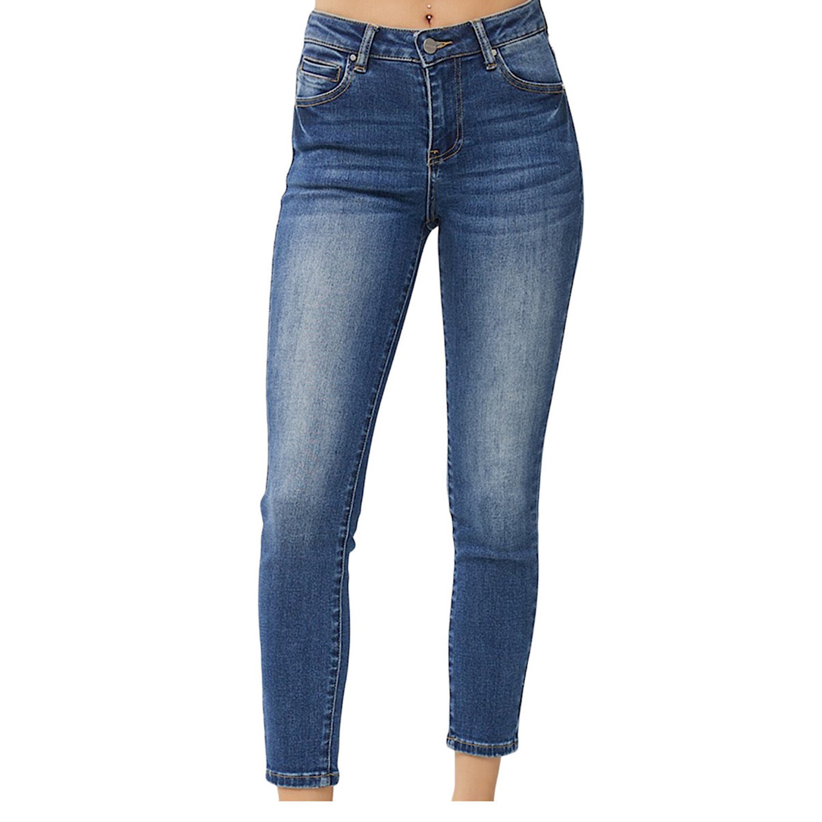 RISEN RDP5586 Dark High Rise Basic Ankle Skinny Jeans