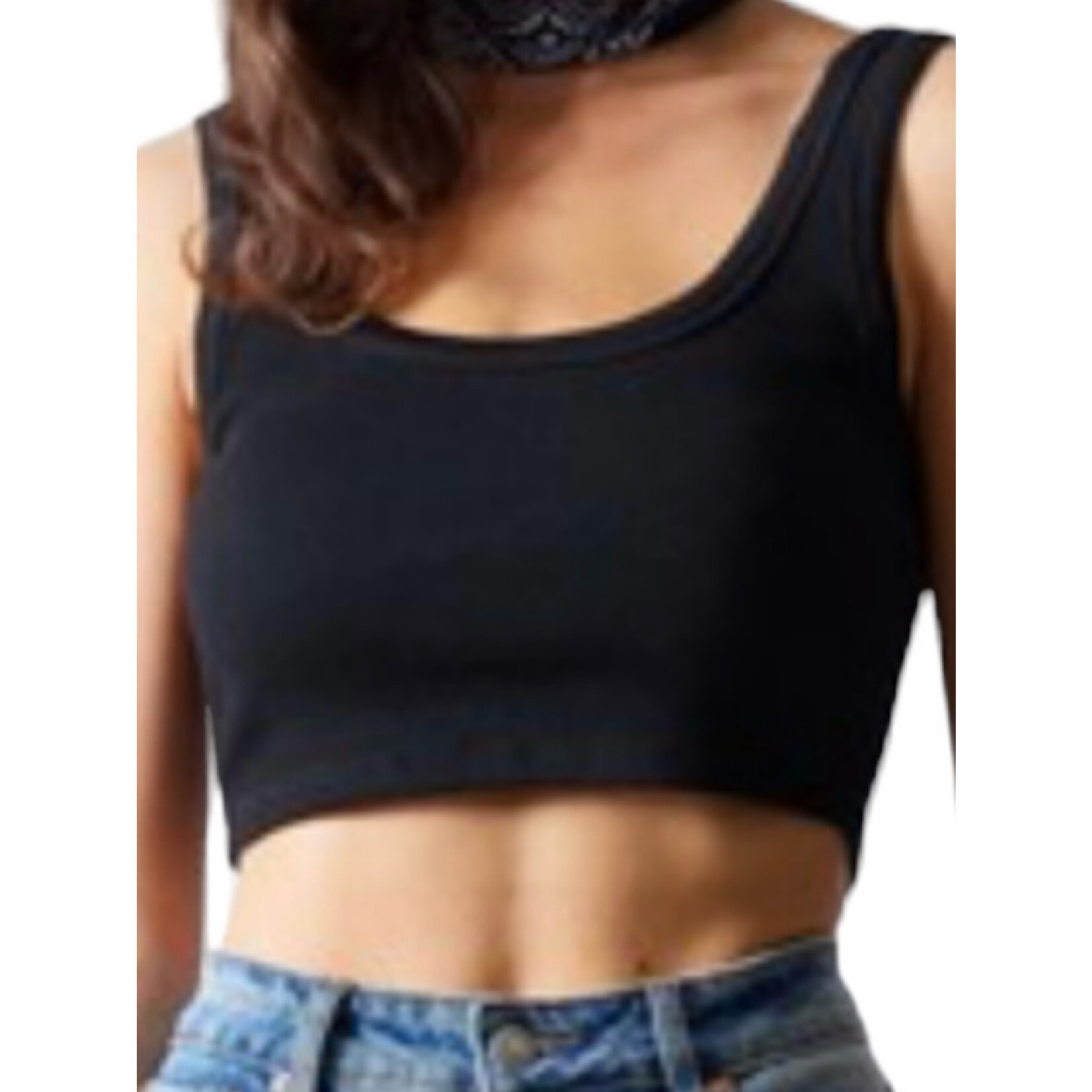 Black Ribbed Crop Top