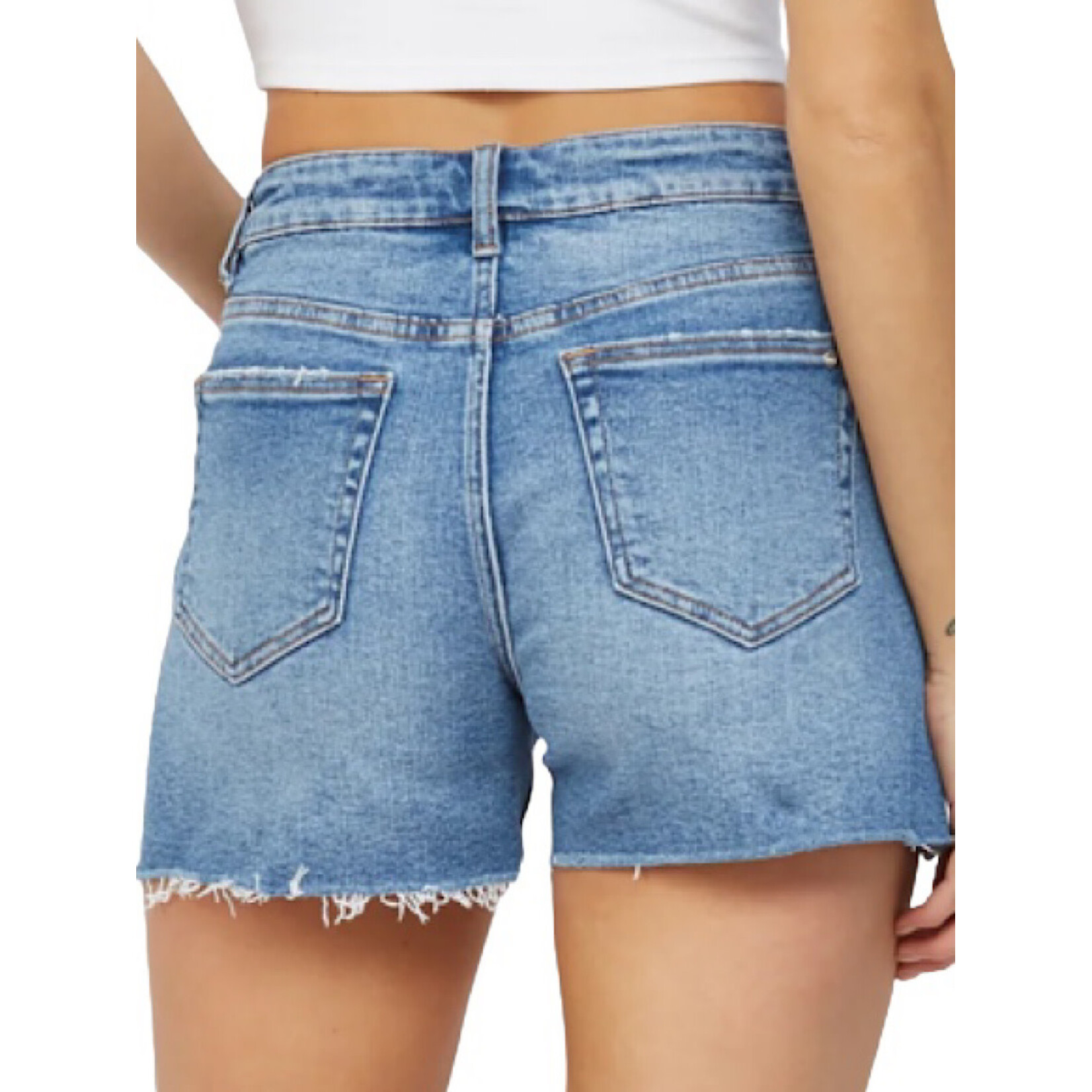 Mica Denim Mica Marine Blue High Rise Cut Off Shorts MDP-H3043