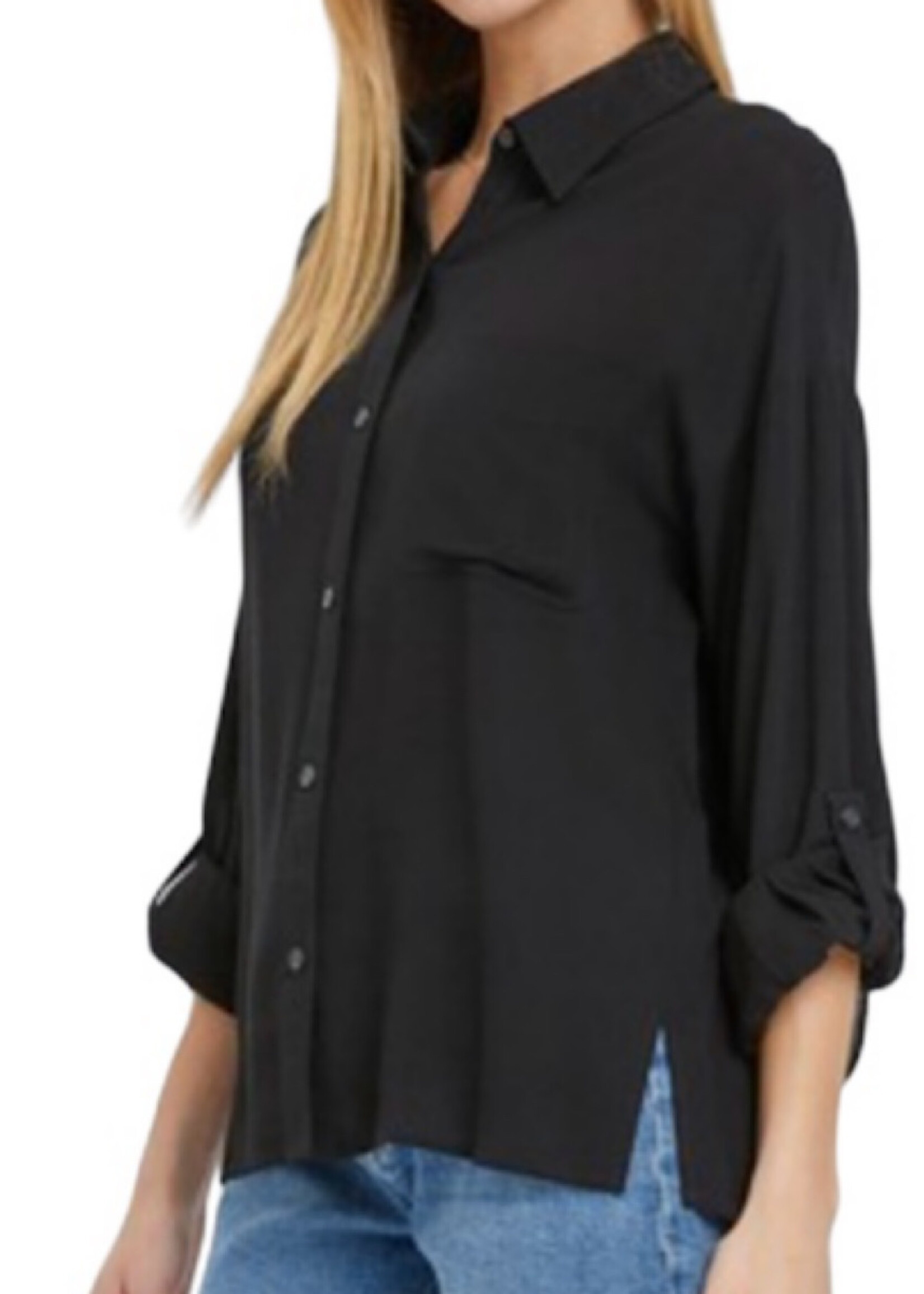 Black Oversized Button Down Shirt