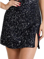 Silver Sequins Skirt With Slit