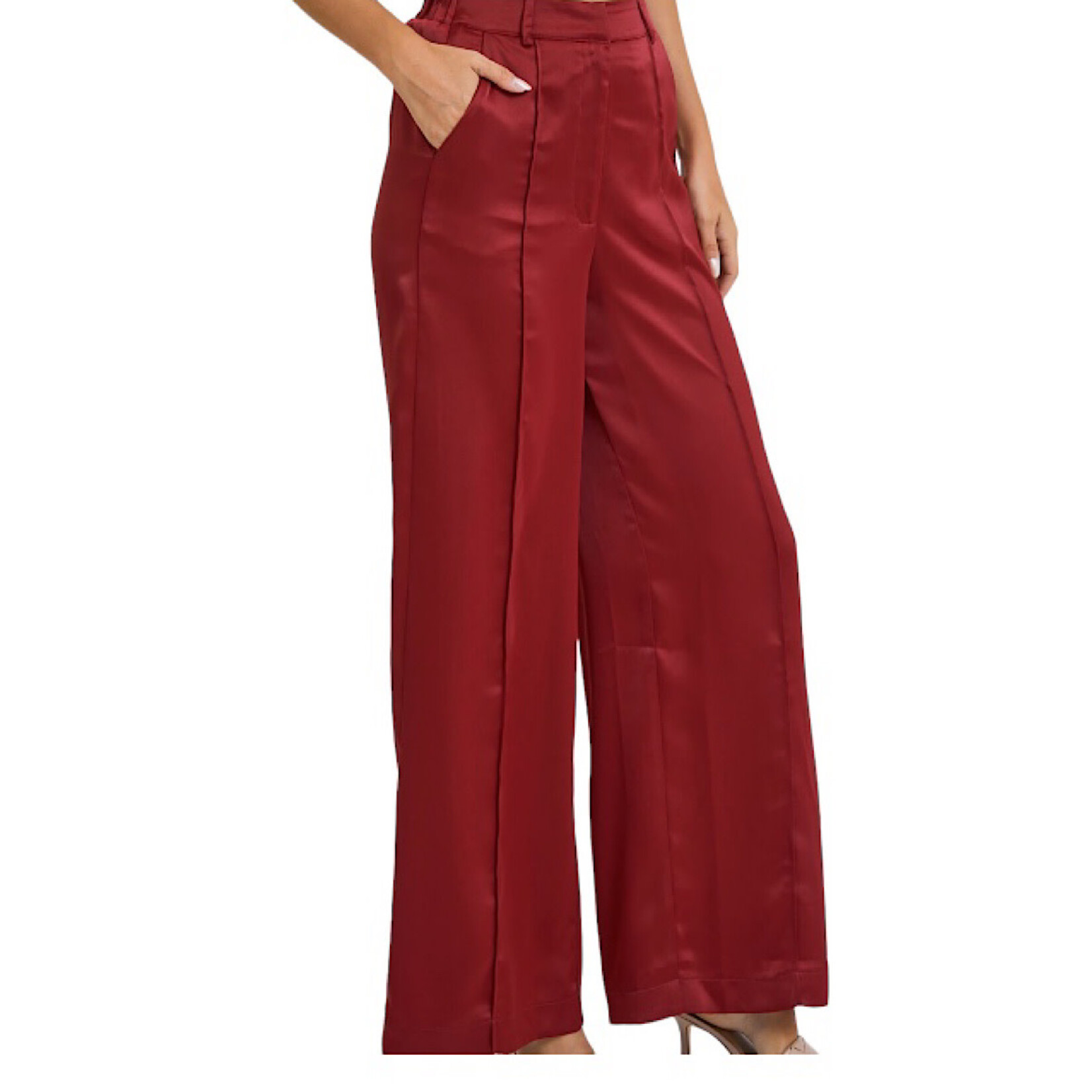 Wine Wide Leg Pants