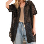 Black Over Sized Tunic Short Sleeve Top