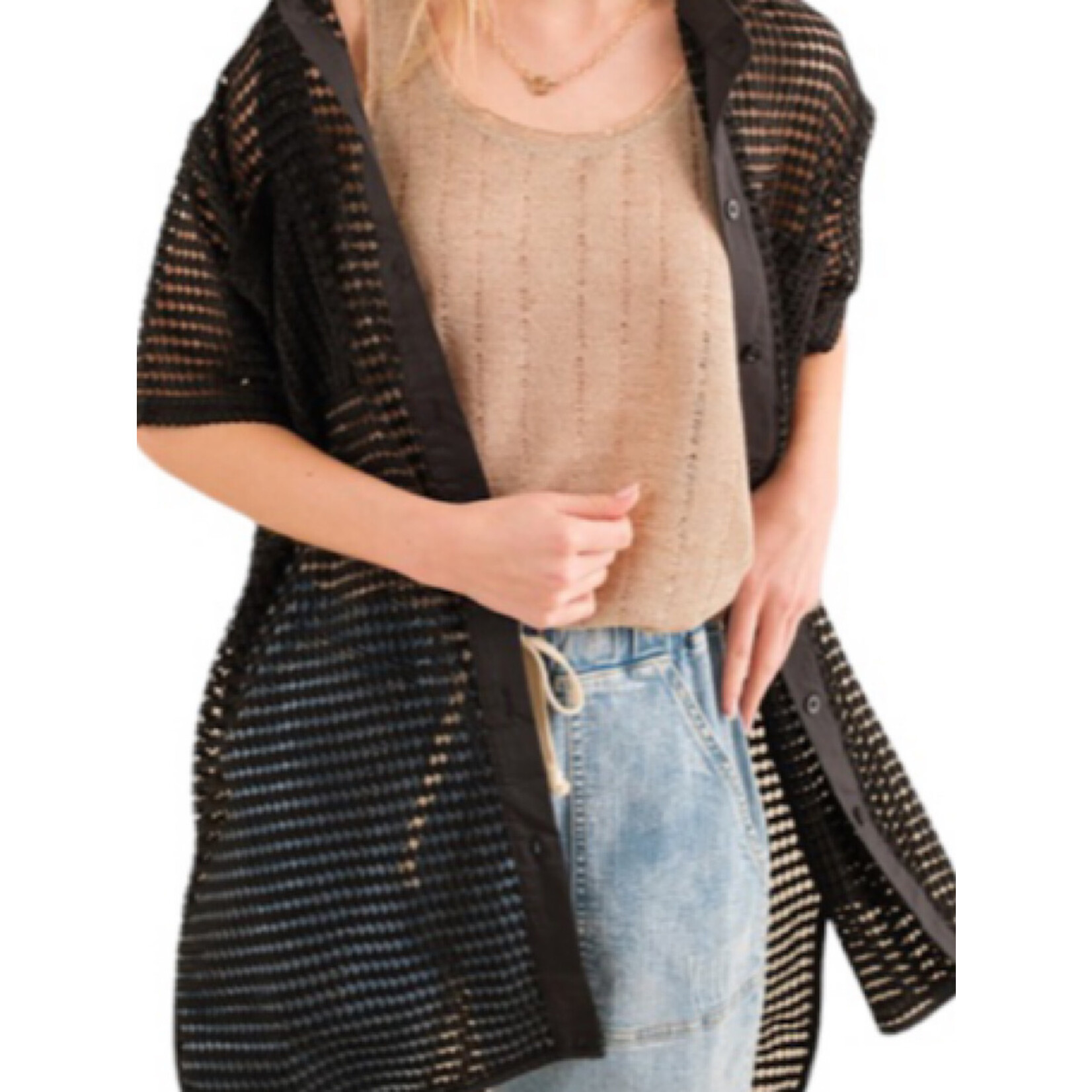 Black Over Sized Tunic Short Sleeve Top