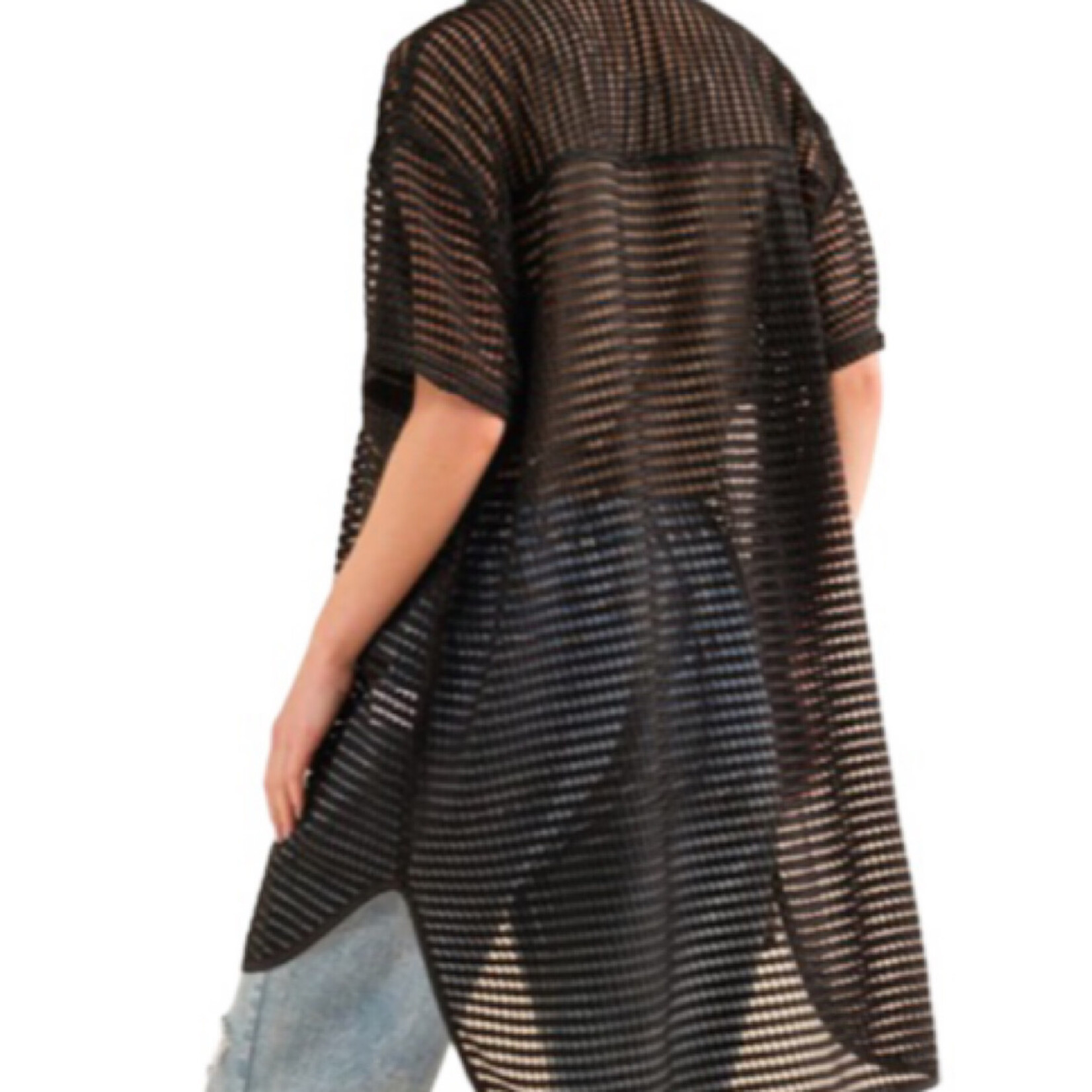 Black Over Sized Tunic Short Sleeve Top