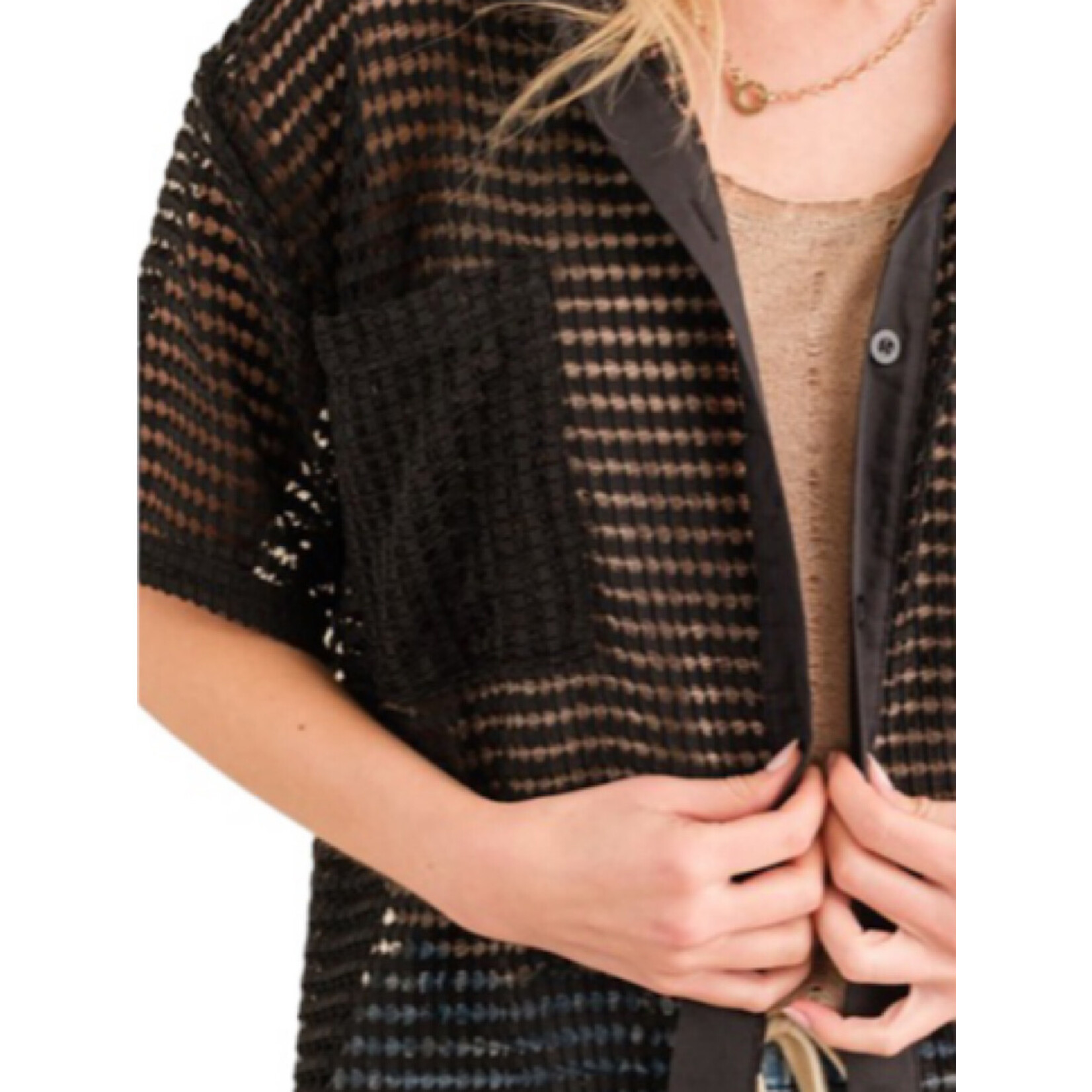 Black Over Sized Tunic Short Sleeve Top