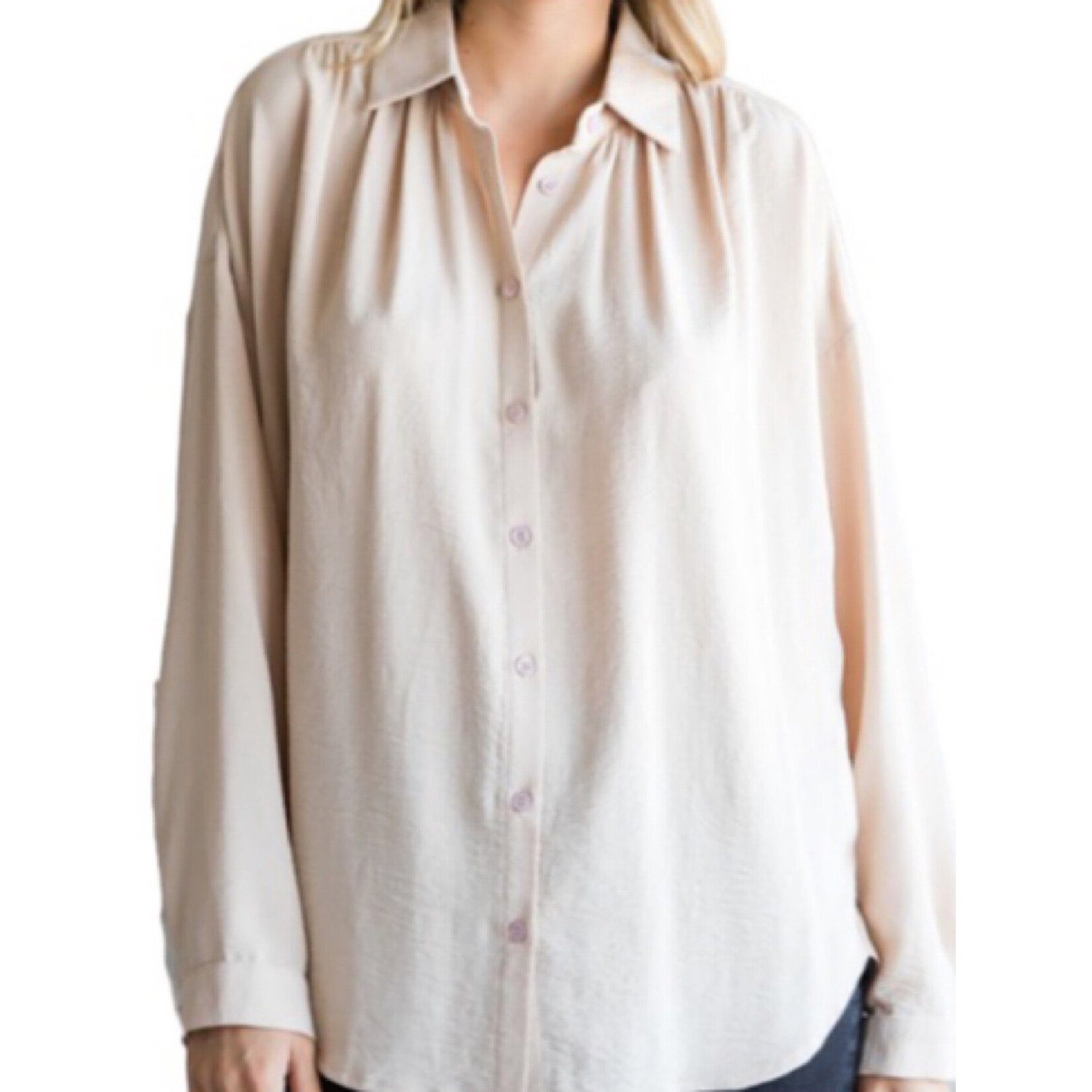 Solid Button Up Long Sleeve Tops