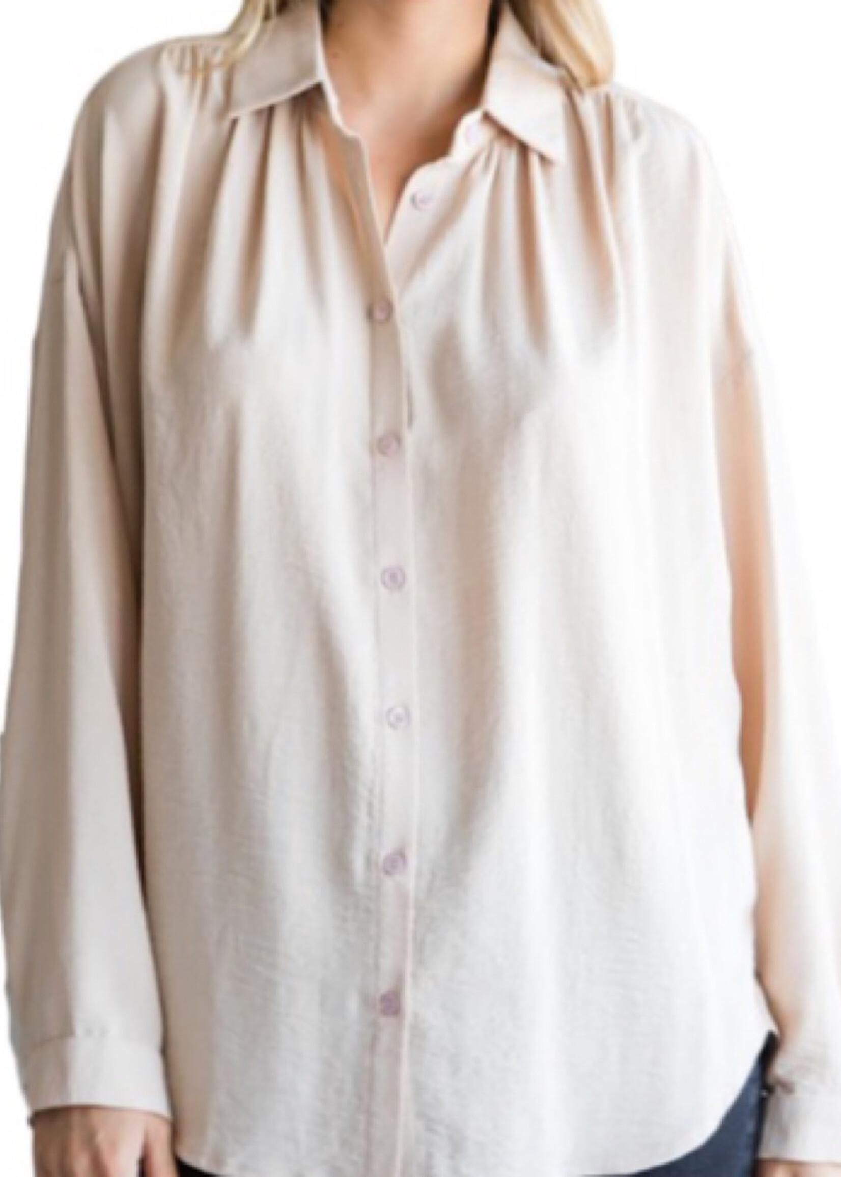 Solid Button Up Long Sleeve Tops