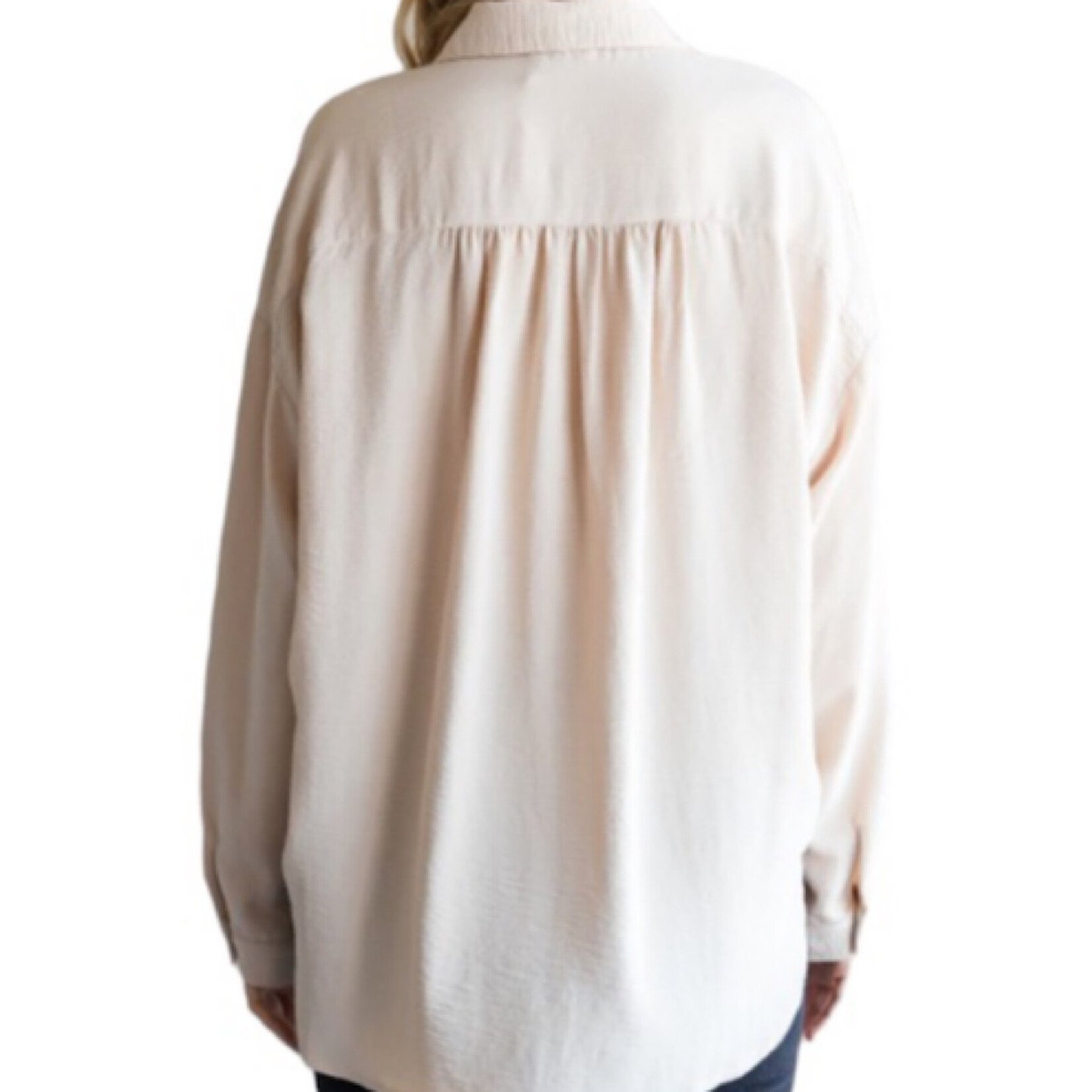 Solid Button Up Long Sleeve Tops