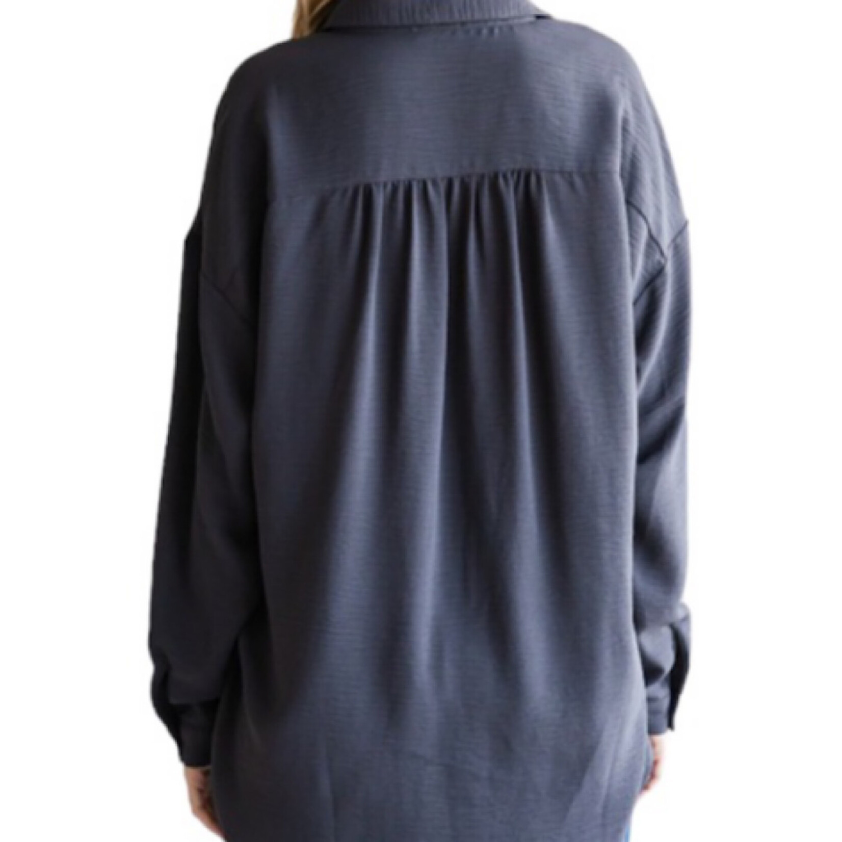 Solid Button Up Long Sleeve Tops