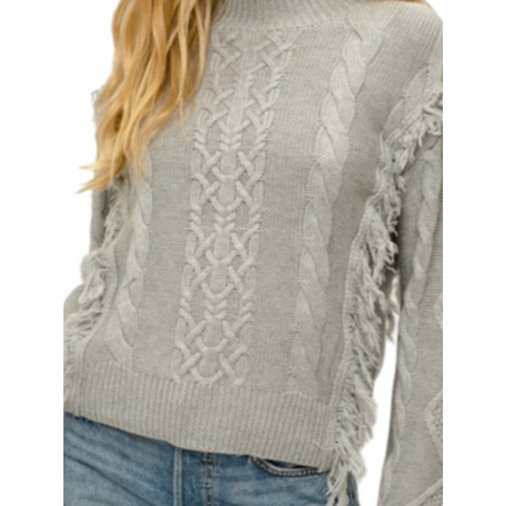 Light Grey Cable Knit Sweater