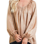 Bronze Flowy V-Neck Blouse
