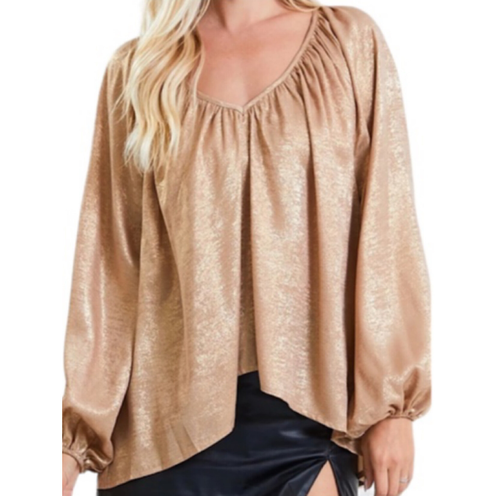 Bronze Flowy V-Neck Blouse