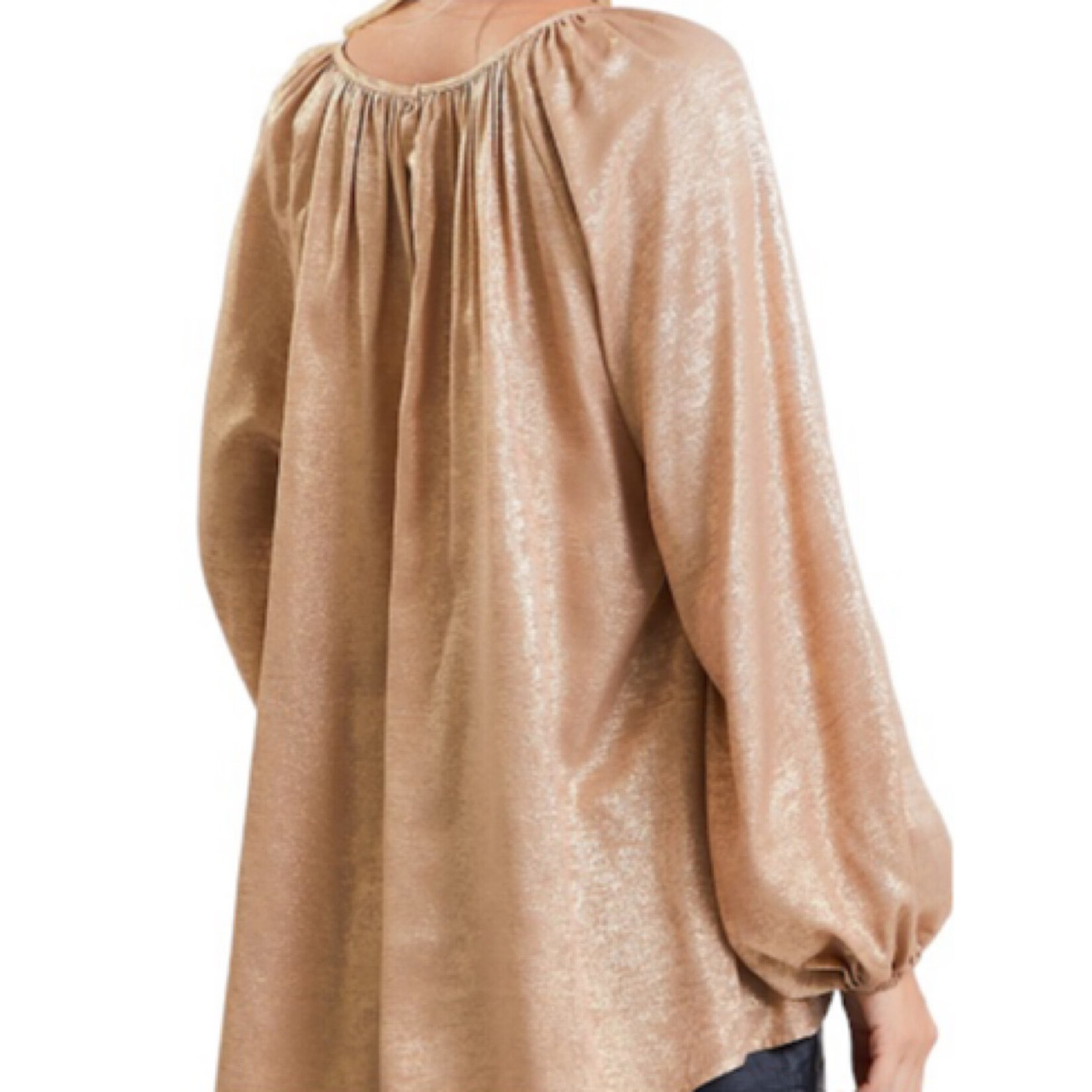 Bronze Flowy V-Neck Blouse
