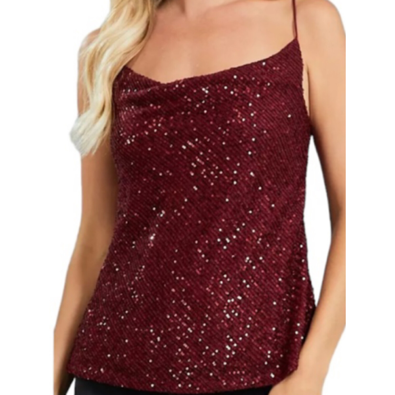 Burgundy Sequins Cami Top