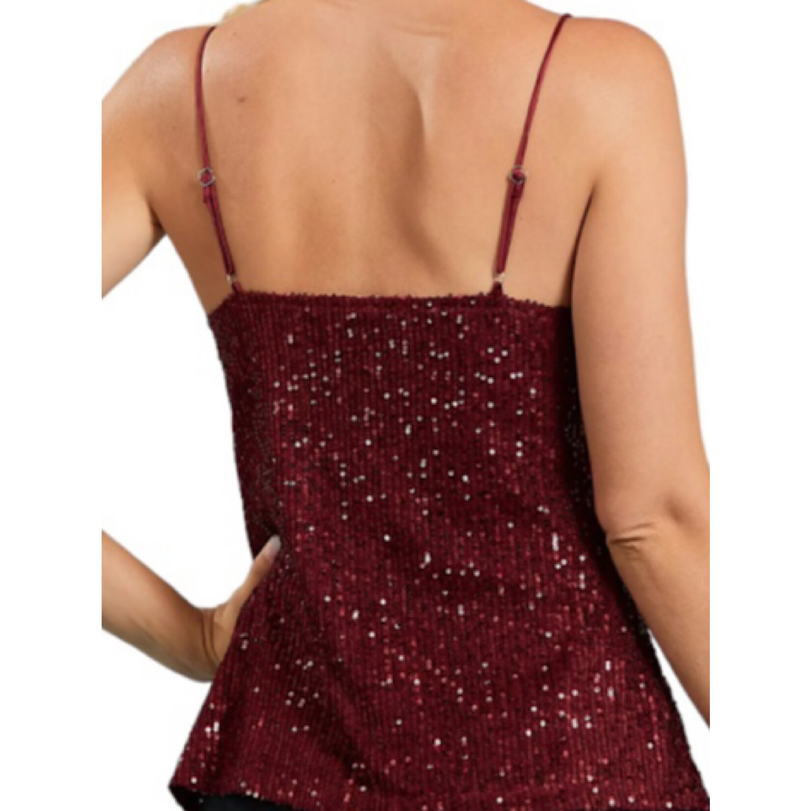 Burgundy Sequins Cami Top