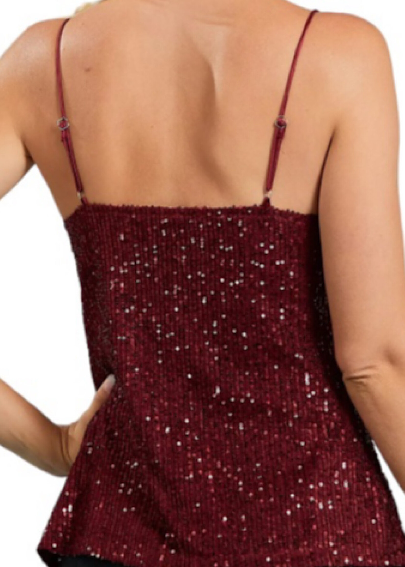 Burgundy Sequins Cami Top