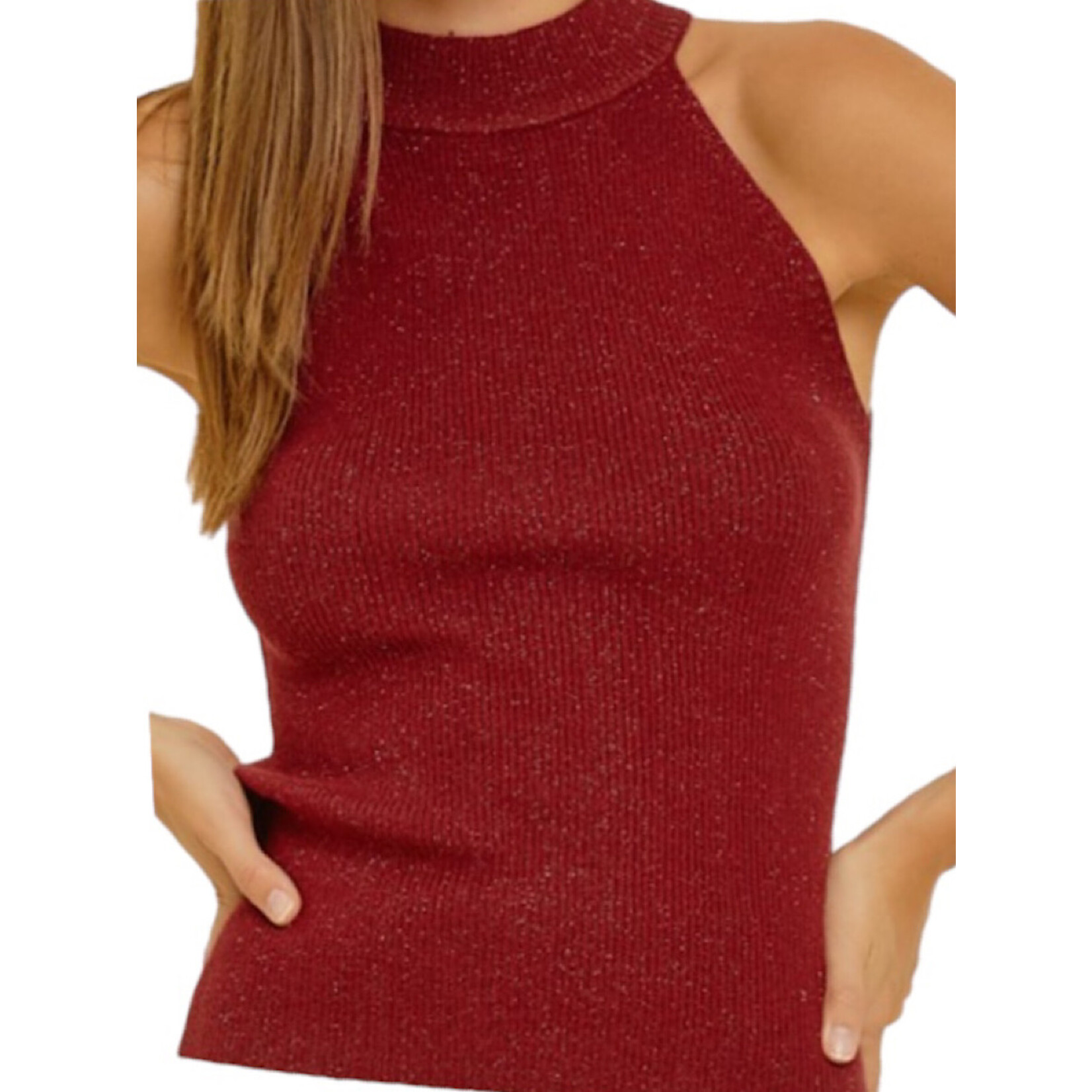 Burgundy Lurex Genevieve Sweater