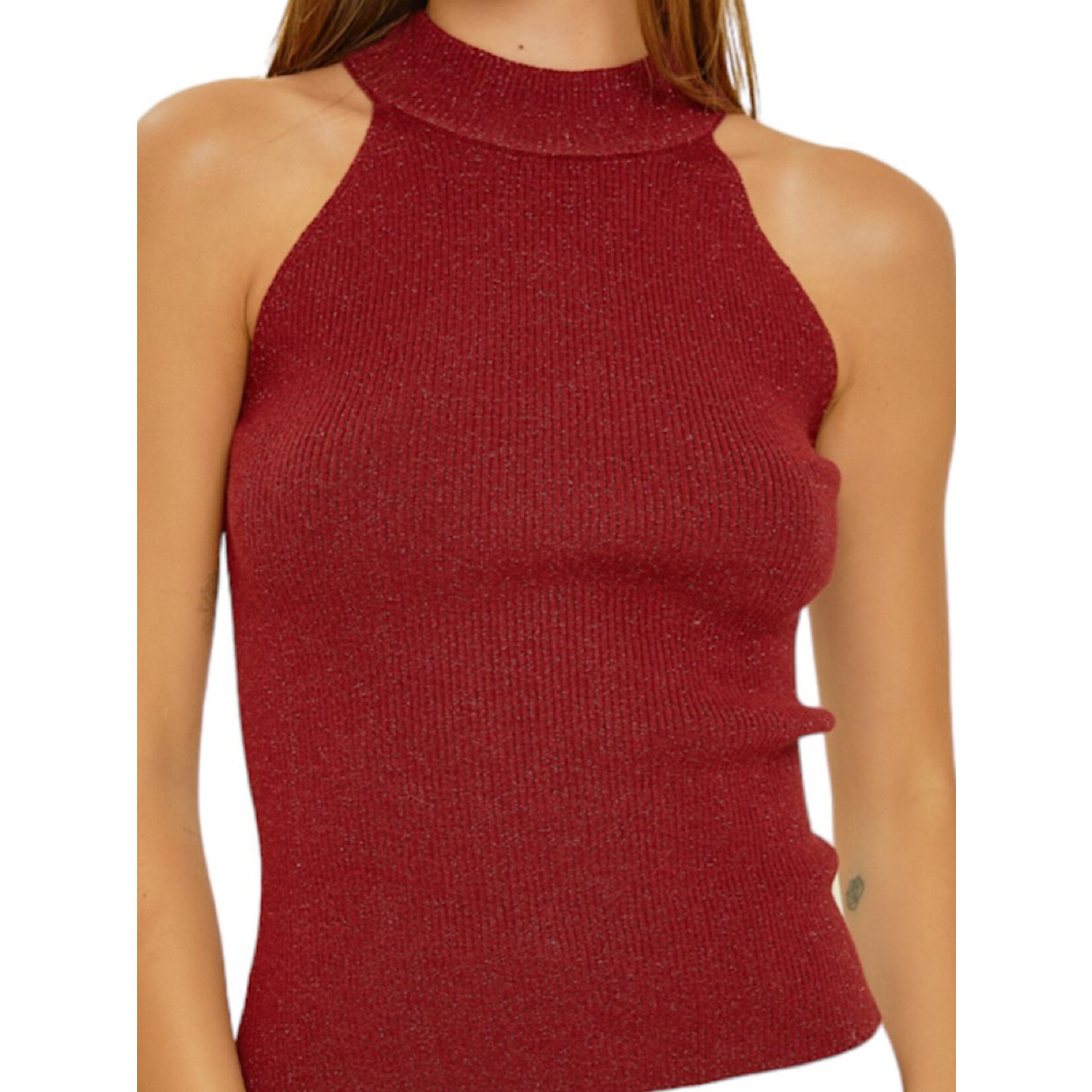 Burgundy Lurex Genevieve Sweater