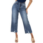 Judy Blue Judy Blue JB82509 Medium Wash H/W Button Fly Wide Leg Crop with Destroy
