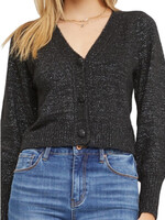 Black Luxe Button Cardigan