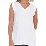 White Oversized V Neck Tunic Tee