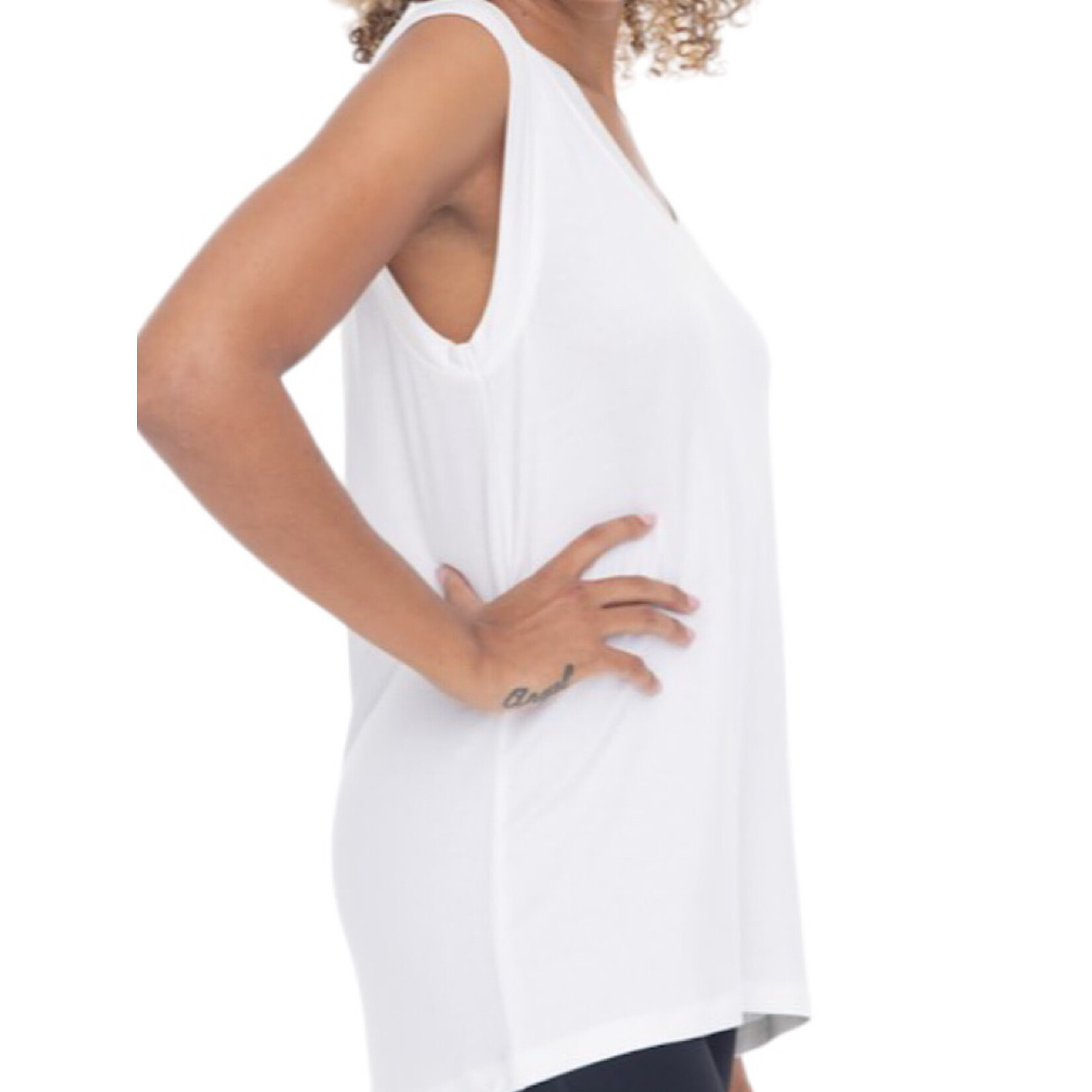 White Oversized V Neck Tunic Tee