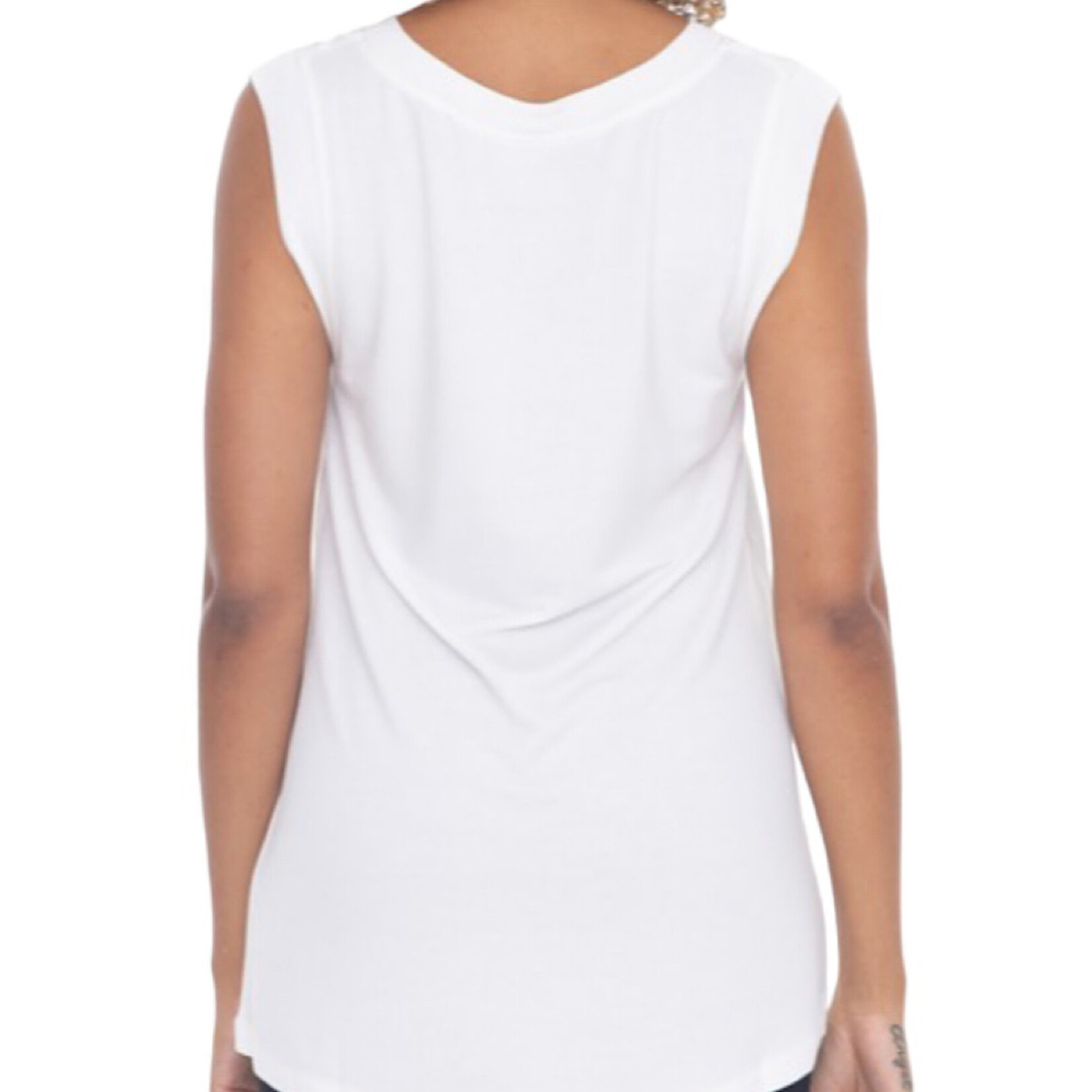 White Oversized V Neck Tunic Tee