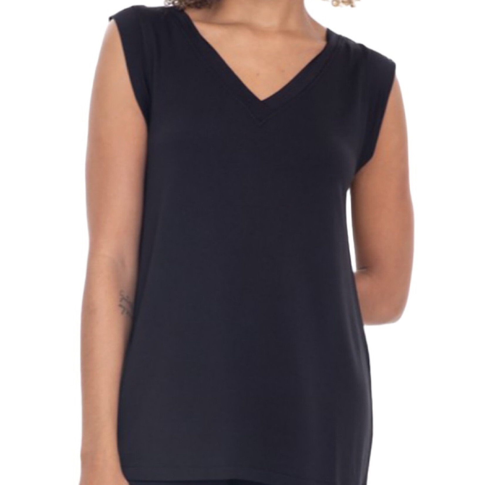 Black Oversized V Neck Tunic Tee