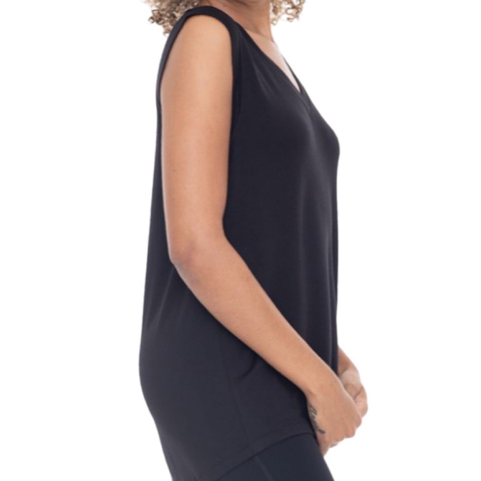 Black Oversized V Neck Tunic Tee