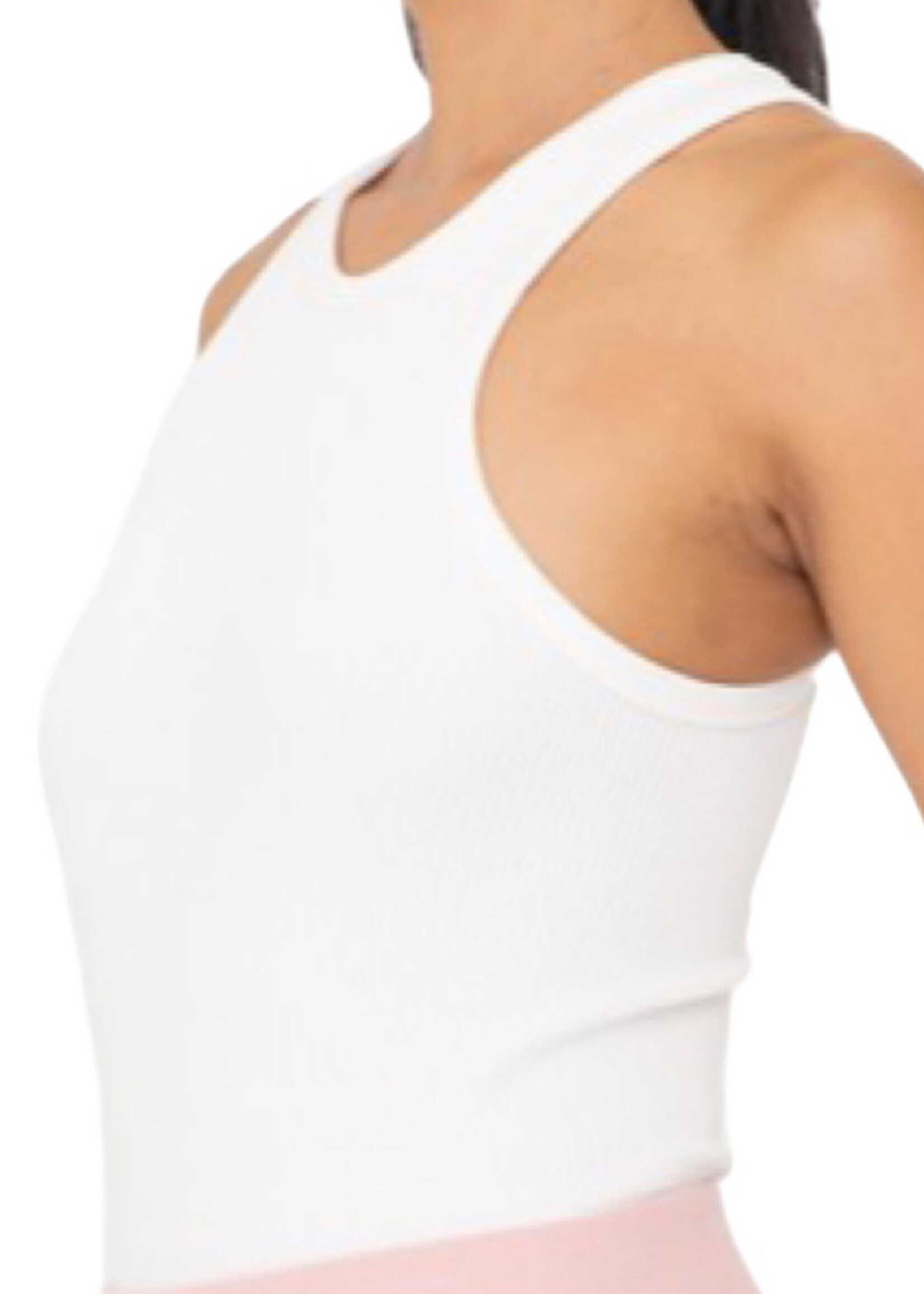 White Ribbed Seamless Sleeveless Bodysuit