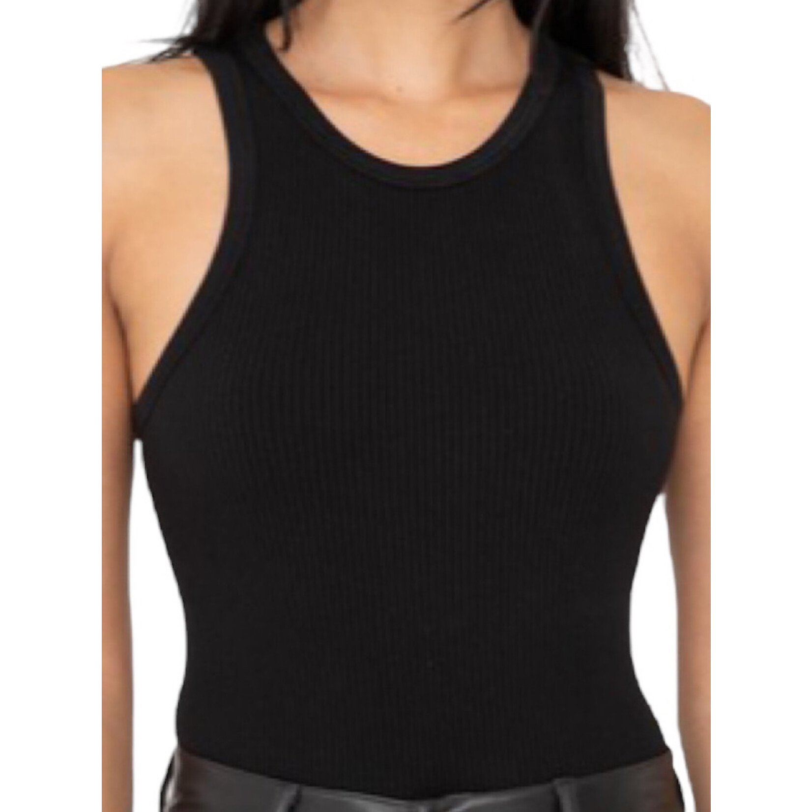 Black Ribbed Seamless Sleeveless Bodysuit